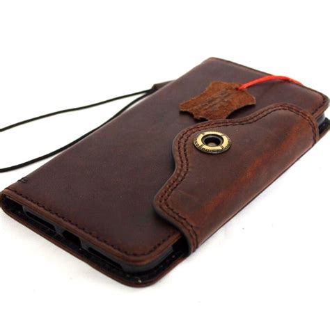 Genuine Vintage Natural Leather Case Apple Iphone 8 Plus Book Wallet