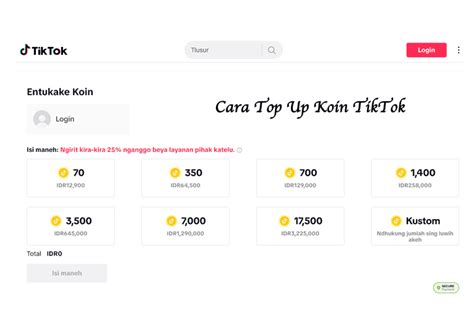 Cara Top Up Koin Tiktok Dan Daftar Harganya Bams