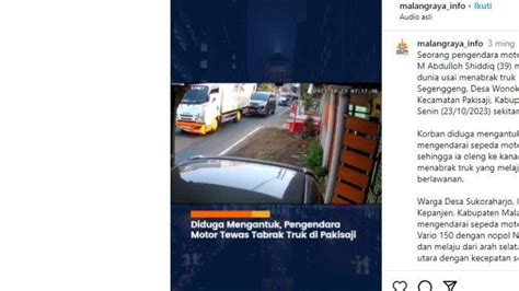 Berita Viral Diduga Mengantuk Seorang Pengendara Motor Tewas Tertabrak