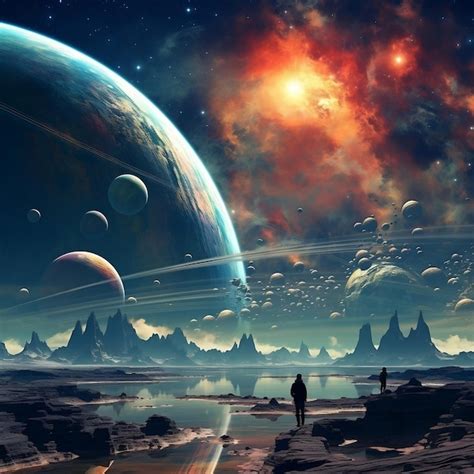 Odisea cósmica paisaje espacial futurista con planetas estrellas y