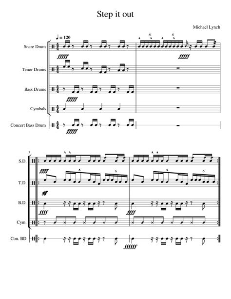 Step It Out Sheet Music For Snare Drum Crash Tenor Drum Bass Drum Percussion Ensemble