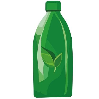 Botol Hijau Dengan Daun Grafik Vektor Terisolasi Pada Latar Belakang