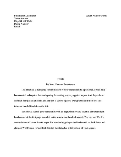 Microsoft Word Book Manuscript Template Free Download