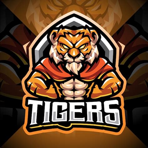 Logotipo Do Mascote Tiger Man Esport Vetor Premium