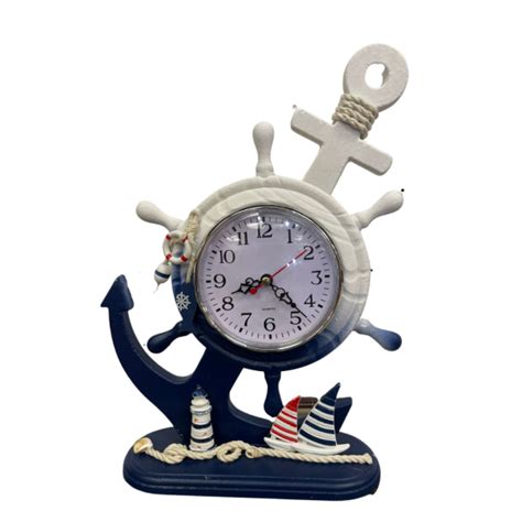 Nautical Anchor Clock White And Blue Timecentre