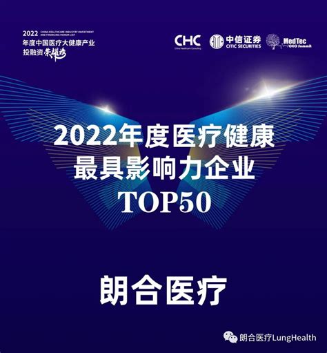 朗合医疗荣获“2022年度医疗健康最具影响力企业top 50”朗合动态朗合医疗