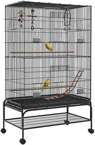 Yaheetech Inch Wrought Iron Rolling Large Bird Cage For African Grey