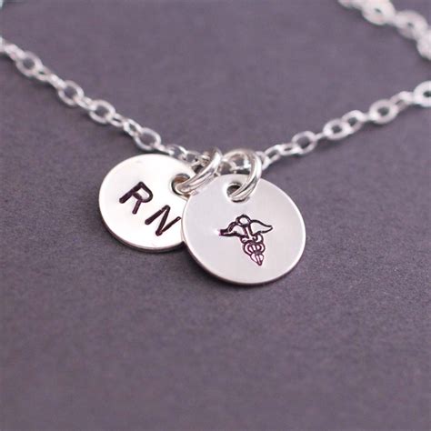 Nurse Necklace Personalized Rn Caduceus Charm Necklace Registered