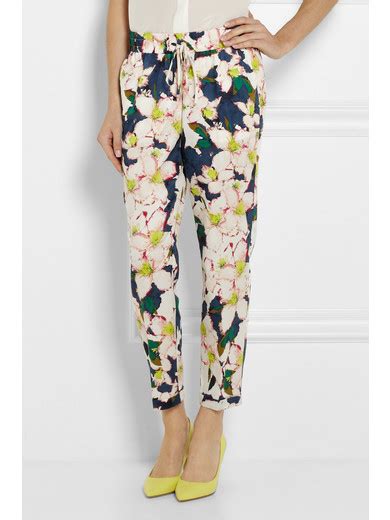 J Crew Floral Print Cotton Tapered Pants Net A Porter Com