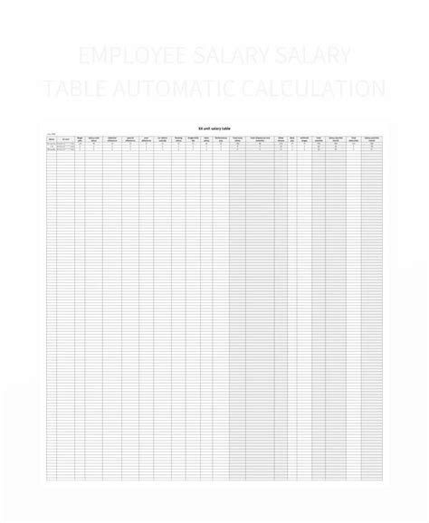 Employee Salary Salary Table Automatic Calculation Excel Template And