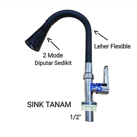 Jual Kran Angsa Tanam Flexible Kepala Besar On Off Keran Dapur Sink