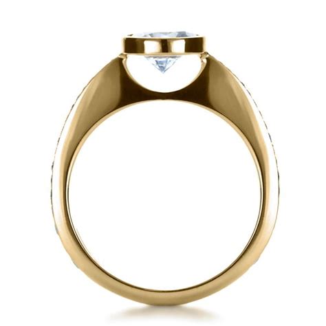 14k Yellow Gold Custom Bezel Set Diamond Engagement Ring 1215