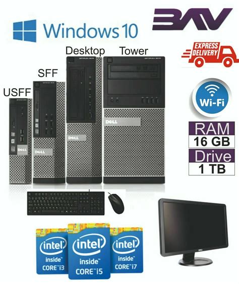 DELL/HP i5 QUAD SFF USFF PC & TFT COMPUTER SET 16GB WINDOWS 10 HDD ...