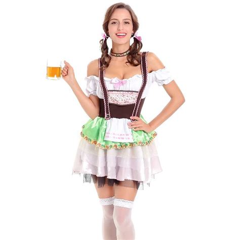 German Bavarian Oktoberfest Beer Girl Costume Club Beer Maid Fancy