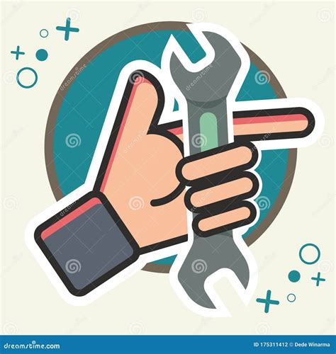 Hand Hold Wrench Mechanical Work Concept Vector Illustration Stock