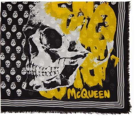 Alexander McQueen Black Biker Graffiti Scarf Alexander McQueen