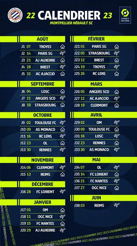 Ligue Le Calendrier Complet De Montpellier Pour La Saison