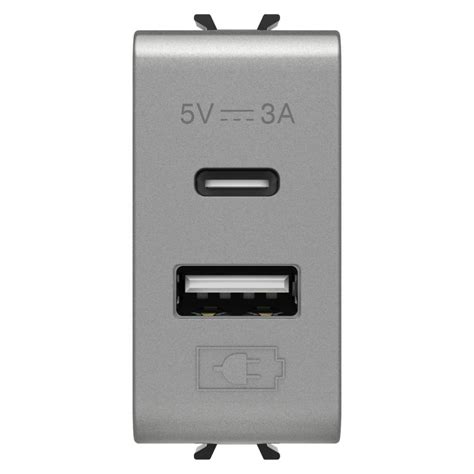 Usb Charger A C Type A Titanium Module Chorusmart Gewiss