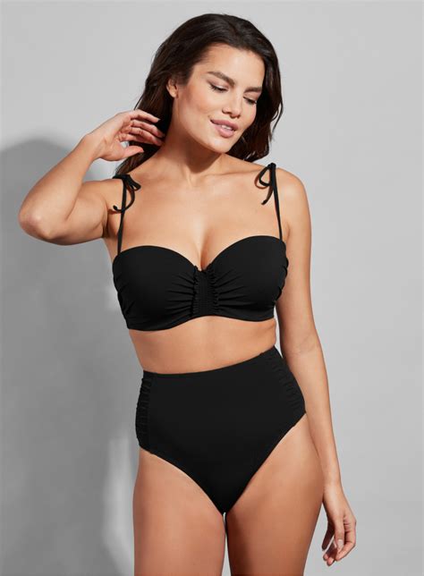 High Waisted Bikini Briefs Opaque Plain Black Kiss Empreinte