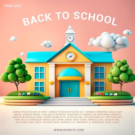 Premium Psd 3d Psd Back To School Poster Template