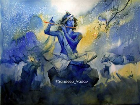 Watercolor on paper... | Krishna painting, Krishna radha painting ...