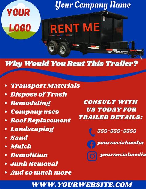 Dumpster Flyer Dump Trailer Flyer Trailer Rental Promotion Roll Off