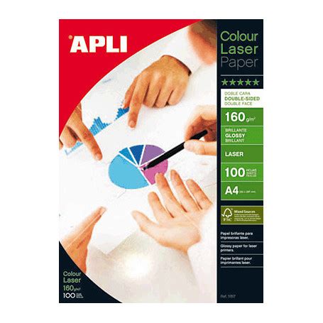 Papel Fotografico Apli Glossy Doble Cara Din A4 Pack De 100 Hojas 160