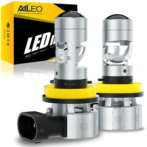 Aileo Pcs H Led Headlight Bulb Canbus Lights With Mini Projector