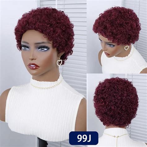 Short Curly Pixie Cut Wig Human Hair Wigs Glueless Machine Made Wig