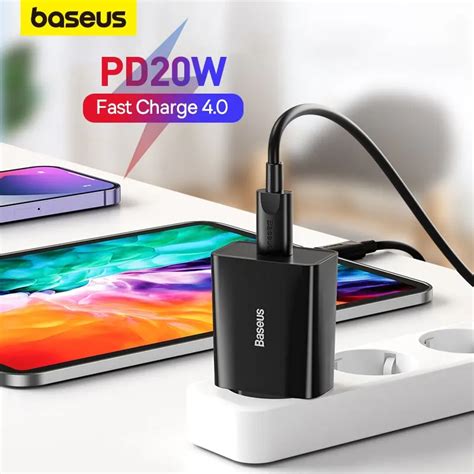 Baseus 20W Carga Rápida QC 3 0 PD USB C Carregador Rápido Tipo C para