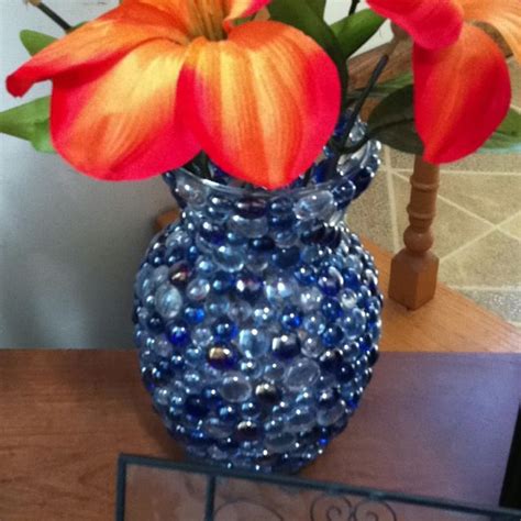 Hot Glue Colored Colored Glass Gems To Any Plan Vase For A Beautiful Mosaic Flower Vase Nifty