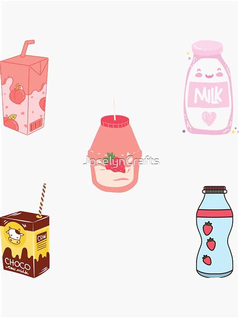 Kawaii Peach Milk Sticker By Jocelyncrafts Redbubble