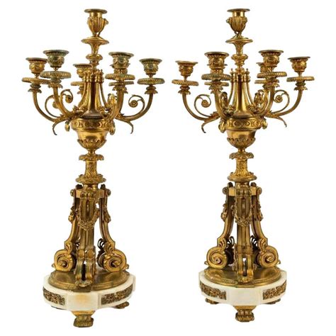 Pair Of 19 Century Louis XIV Style Gilt Bronze Seven Light Candelabras