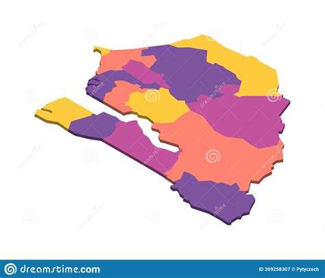 Senegal Political Map Of Administrative Divisions Cartoon Vector