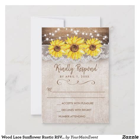 Sunflowers And Lace Wedding Response Card