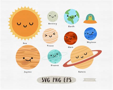 Space Svg Solar System Svg Space Clipart Cute Planets Clipart Etsy