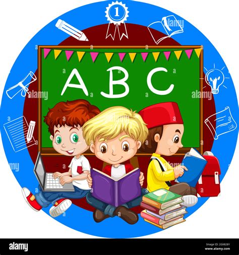 Los niños leyendo libros juntos Imagen Vector de stock Alamy