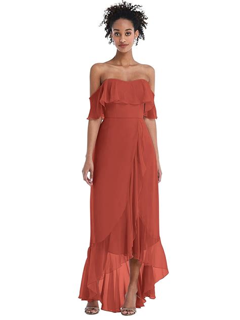 Off The Shoulder Ruffled High Low Maxi Dress Bridesmaid Dresses Maxi