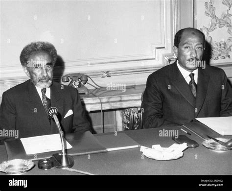 Emperor Haile Selassie Of Ethiopia Left And Egypts President Anwar