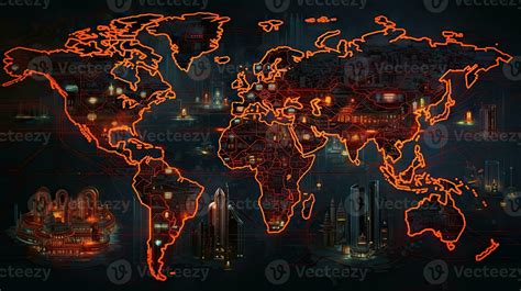 World map cyberpunk background. . 25536590 Stock Photo at Vecteezy