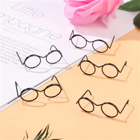 5pcs Retro Metal Round Doll Glasses Frame Lensless Miniature Eyewear Great Collection Cool