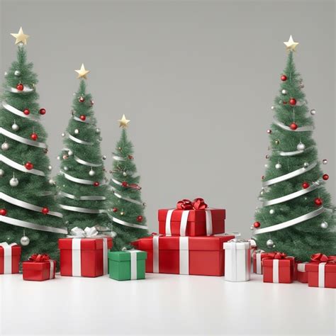 Premium Ai Image A Christmas Tree With Gift Boxes Whiite Background