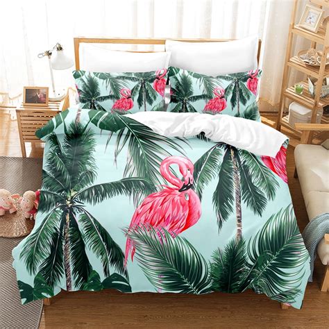 Design Tropical Pattern With Flamingos Tropical Duvet Cover Set
