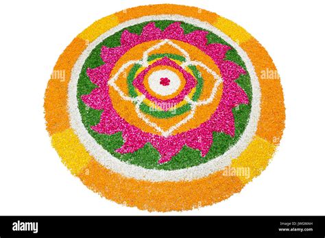 Flowers Rangoli design on white background in Diwali Festivals India Stock Photo: 153416553 - Alamy