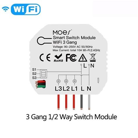 3 Gang Switch Tuya Mini Module Variateur de Lumière Intelligent avec