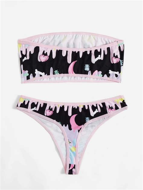 Romwe Kawaii Cartoon Graphic Lingerie Set Shein Usa