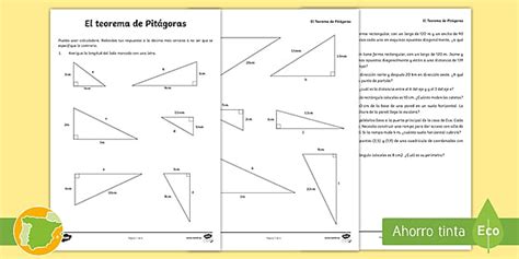 Ejercicios Del Teorema De Pitágoras Twinkl México