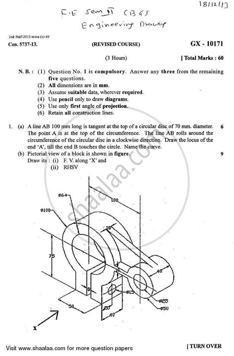 Engineering Drawing 2013 2014 BE Civil Engineering Semester 2 FE First