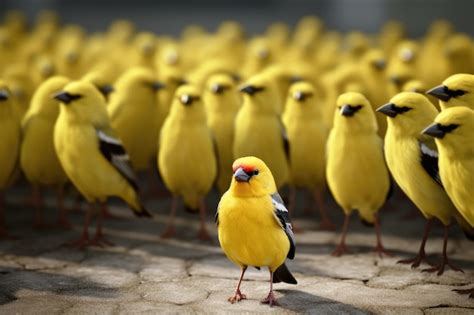 Premium AI Image A Flock Of Yellow Birds