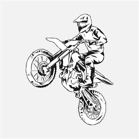 Motocross Corredor Jinete Mano Dibujado Ilustraci N Negro Y Blanco